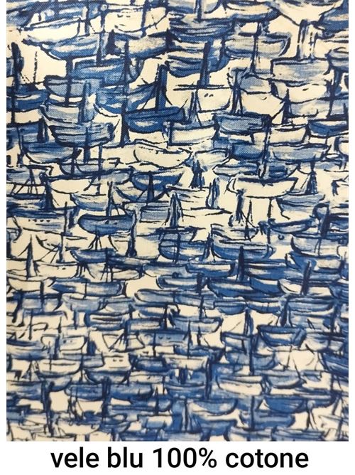 tessuto con barche a  vela Laboratorio Capri | VELEFUCSIABLU